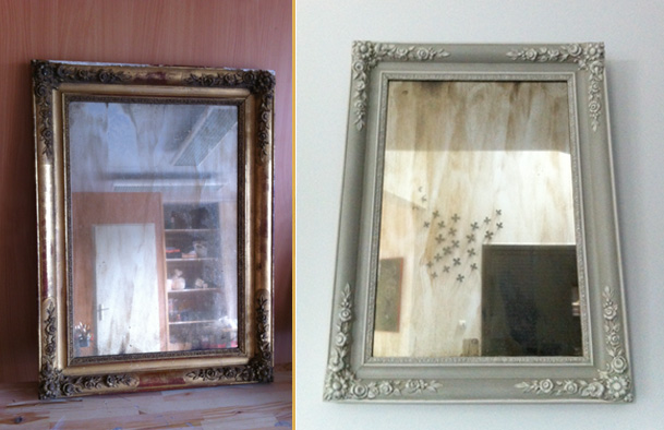 Miroir ancien Lin et blanc. Patine effet XVIIIème